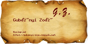 Gubányi Zoé névjegykártya